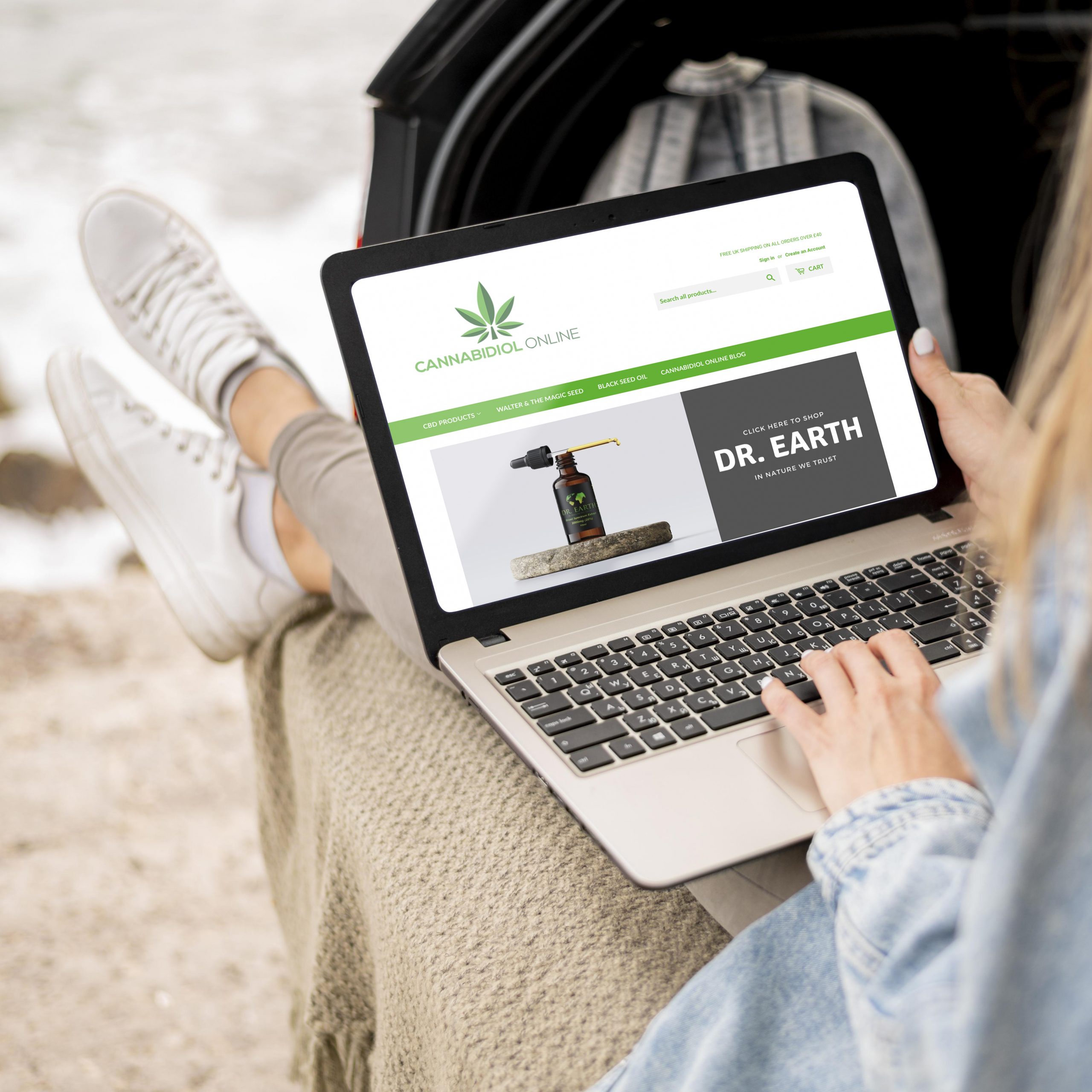 A bespoke ecommerce website displayed on a laptop